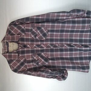 Point Zero Grey Plaid Button Up Long sleeve Shirt Size L